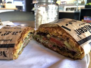 Vegan waffle sandwich  at FRØ in Tromsoe