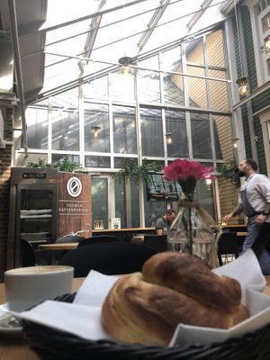 Vegan cinnamon buns and flat white💛 at FRØ in Tromsoe