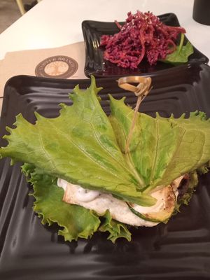 Galaxy mushroom burger with a lettuce wrap! at Copper Branch - 16th Ave in Calgary