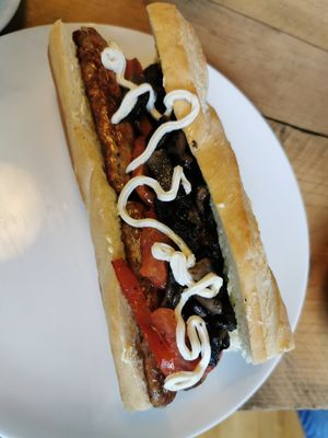 Breakfast baguette at Pomelo & Rocket in Leicester