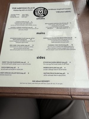 Vegan menu  at Umana Yana in Albany