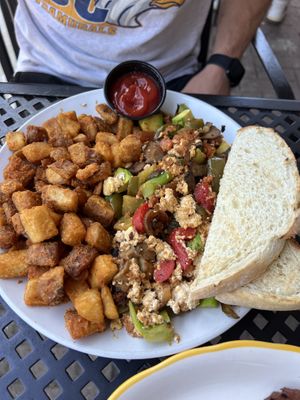 Veg scramble + fries and toast  at Cafe Madison in Albany
