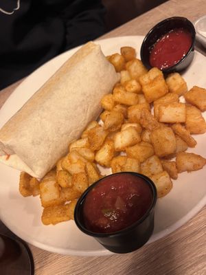 Breakfast burrito w home fries  at Cafe Madison in Albany