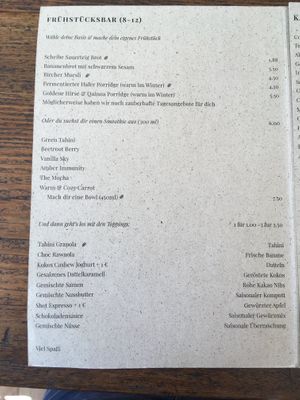 Menu, Breakfast at ÆNDRÈ in Hamburg
