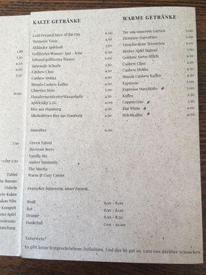 Menu, Drinks at ÆNDRÈ in Hamburg