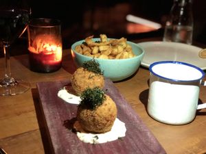 Pupunha a dorê
Bolinho de baião de dois  at Teva in Sao Paulo