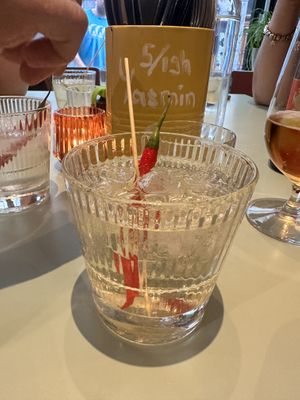 Cocktail gin au piment   at Chez Ginette in Fribourg