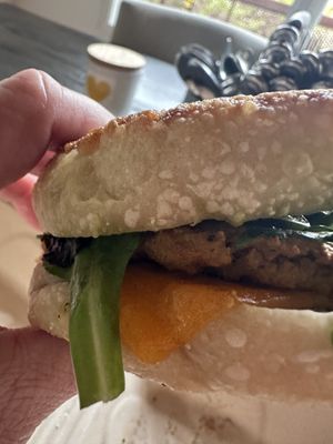 Vegan breakfast sando   at Retrograde Coffee Roasters in Sebastopol