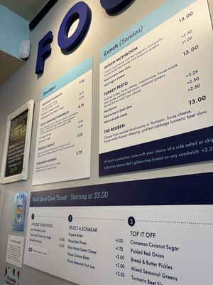 Menu with vegan mushroom & vegan breakfast sandwich  at Retrograde Coffee Roasters in Sebastopol