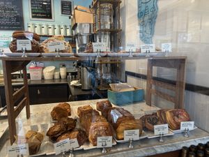 One vegan pastry option (top right chocolate cookie)  at Retrograde Coffee Roasters in Sebastopol