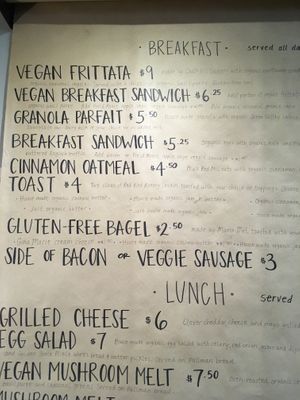 Breakfast menu at Retrograde Coffee Roasters in Sebastopol