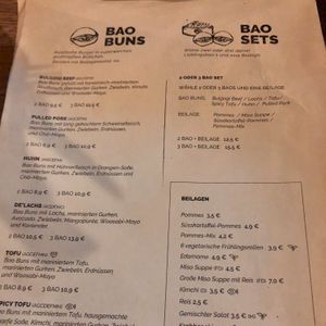 Menu at Woosabi in Innsbruck