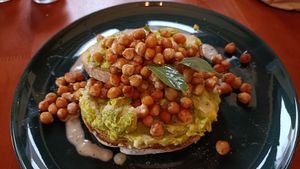 Vegan Breakfast: Avocado toast with curried chickpeas at The Source Cafe in Siem Reap