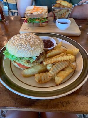 Chickpea burger   at The Source Cafe in Siem Reap