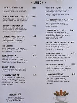 Menu 5 of 5 - Lunch  at The Source Cafe in Siem Reap