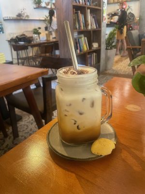 Iced cappuccino with almond milk  at The Source Cafe in Siem Reap