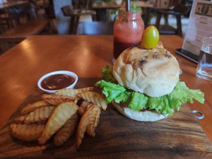Chickpeas burger at The Source Cafe in Siem Reap
