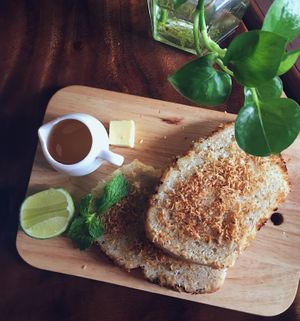 Delicious coconut lime bread  at The Source Cafe in Siem Reap