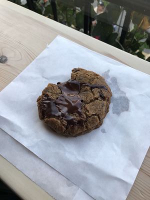 Choc chip cookie (minus a bite)  at The After School Cookie Club in East London