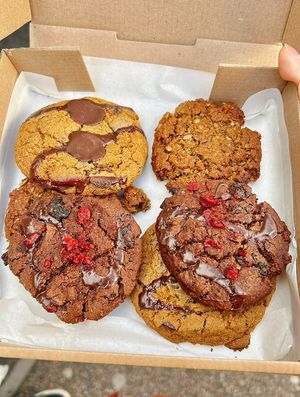 chocolate chip + pecan + black forest   at The After School Cookie Club in East London