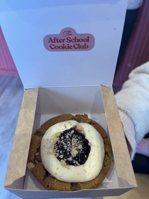 Blueberry cheesecake cookie  at The After School Cookie Club in East London