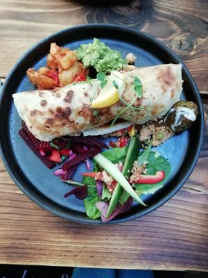 Falafel paratha at The Green Shed in Haverfordwest