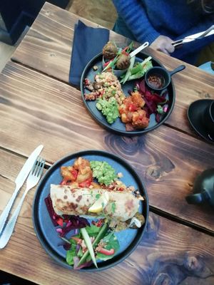 Falafel salad at top at The Green Shed in Haverfordwest