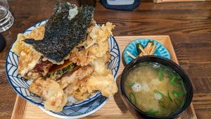 ヴィーガン天丼 at Menkui Kinya in Kyoto