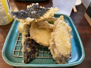 Vegan tempura   at Menkui Kinya in Kyoto