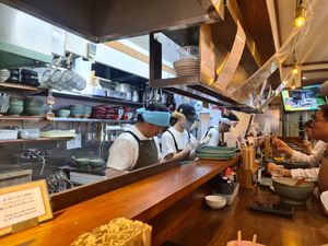 Chefs at work at Menkui Kinya in Kyoto