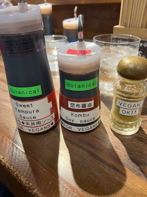 Vegan sauces   at Menkui Kinya in Kyoto