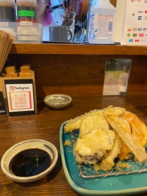 Vegetable tempura  at Menkui Kinya in Kyoto