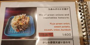 Vegetable tempura choice at Menkui Kinya in Kyoto