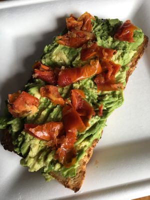 Avocado tomato gluten free toast at Sullivan Brothers Coffee Company in Uniontown