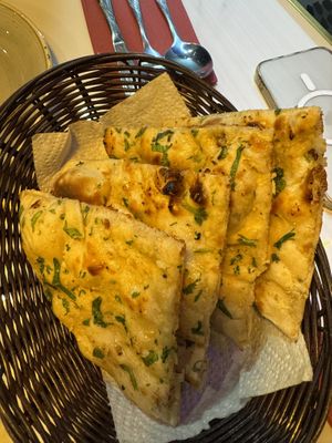 garlic naan  at Yak & Yeti in Colchester