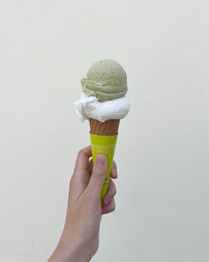 Vegan pistachio and "white" (both with a rice milk base) at Martinucci Laboratory in Polignano A Mare