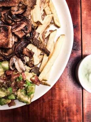 the best chorrillana out there! at Vegan Namaste in La Serena