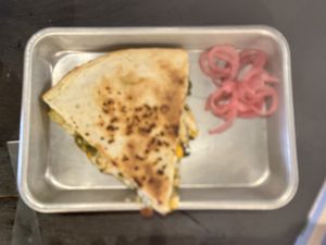 Vegan/GF pesto quesadilla   at First Avenue Coffee in Spokane