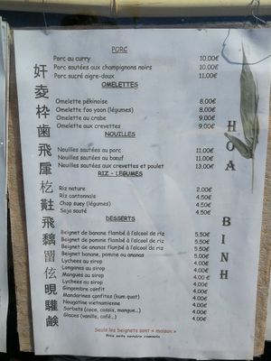 menu at Hao Bhin in Etretat