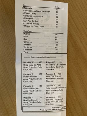 Menu 4 at Chino 168 in Cabo San Lucas