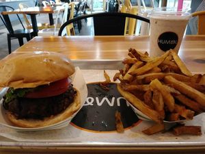 Veggie Burger & Vegan Oreo Milkshake.💖 at HUMBL in Orlando
