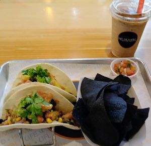 Vegan Chorizo Sausage Soft Tacos & Pumpkin Spice Coconut Milkshake.🍁 at HUMBL in Orlando