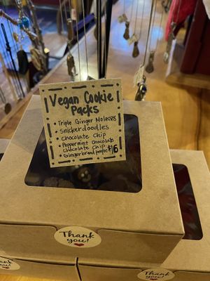 Vegan cookie packs at The Black Dog in Snoqualmie