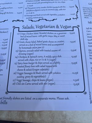 Clear vegan options   at The Guinness Tavern in Salou