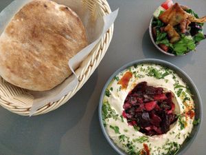Hummus beetroot at Akkawy in Berlin