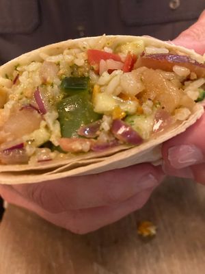 Thai peanut wrap with tofu  at Fluff in Athens