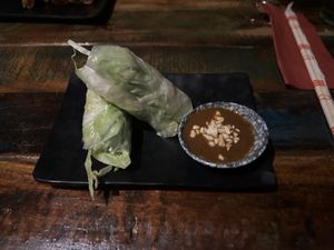 Vegan summer rolls .  at Ong Tao in Frankfurt