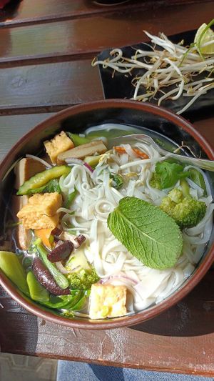 Pho with vegan meat at Ong Tao in Frankfurt
