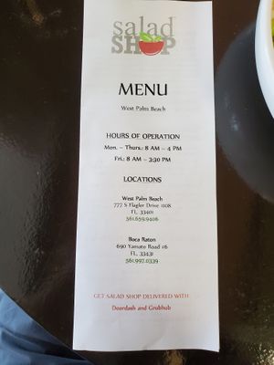 Location and hours. at Salad Shop in West Palm Beach