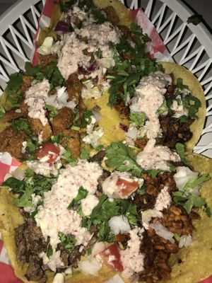 5 different tacos 🌮♥️ at Tacos Ne in Merida